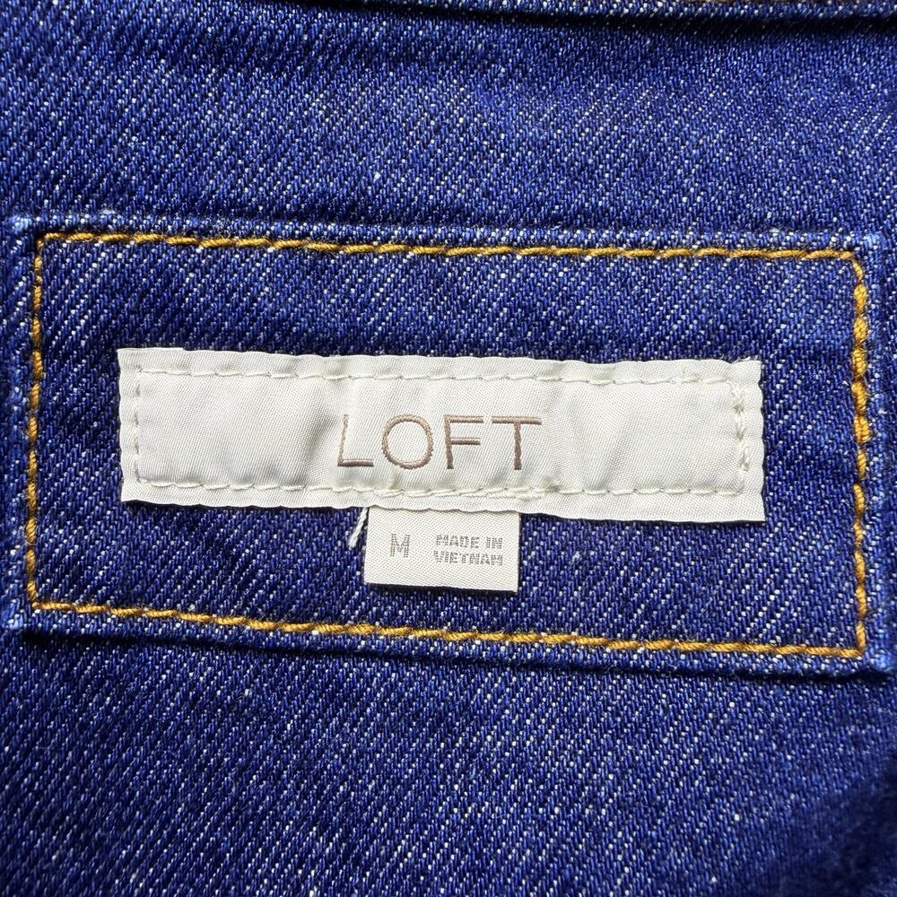 Loft Womens Denim Dress Shift Blue M S/S Western Cowgirl Country Pockets Casual - Picture 8 of 12